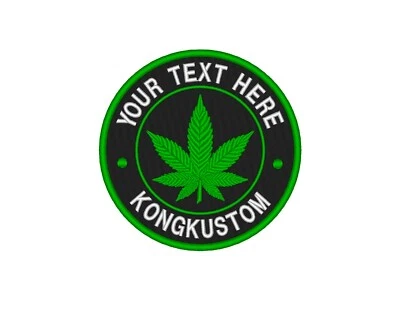 Custom Embroidered Weed Leaf Marijuana Biker Sew on Round Patch  SP-11 - Image 1 of 4