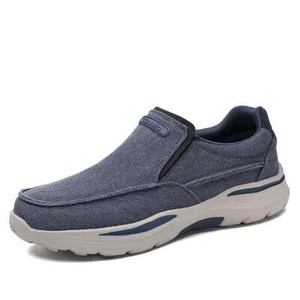 Men's Breathable Canvas Casual Shoes Comfortable Loafers Slip on Soft Sneakers - Picture 1 of 15