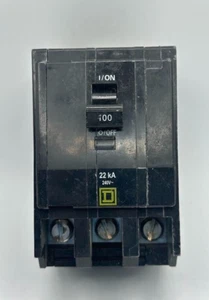 USED Square D QOB3100VH 3 Pole 100 Amp 22KAIC Bolt ON CIRCUIT BREAKER - Picture 1 of 5
