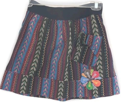 Мини-юбка без застежек DOUBLE ZERO Jr.'s цветной богемный стиль - размер S - Изображение 1 из 4