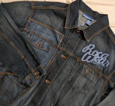 Vintage Rocawear Denim Jacket Adult XL Full Zip Hip Hop Y2K 90s Logo Spell Out - Image 1 of 4