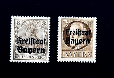 Germany BAVARIA Stamp - 1919 King Ludwig III & Germania Overprint Mint r29🔥 - Image 1 of 2