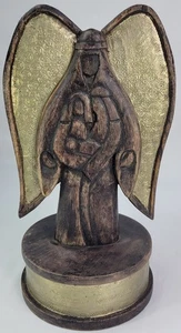 Angelo 13 pollici - legno intagliato e latta pressata - "Rallegrati che Emmanuele è venuto da te"  - Foto 1 di 5