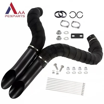 2" LAF Exhaust Pipes for Harley Sportster Softail 1984-2023 Black Wrapped - Image 1 of 4