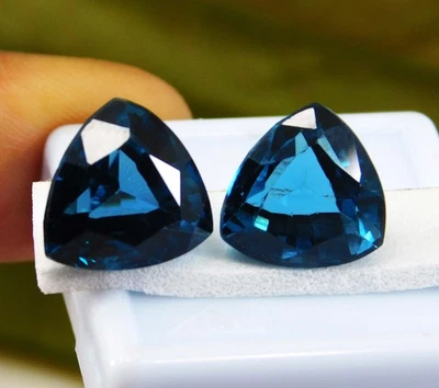 Par de piedras preciosas "CERTIFICADAS" turmalina indicolita azul afgana natural de 14,80 quilates Foto 1 de 4
