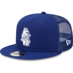 New Era Chicago Cubs Historic Logo Blue 9FIFTY Trucker Snapback Adjustable Hat - Picture 1 of 5