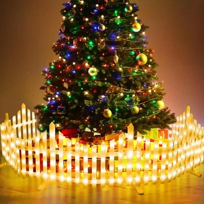 MGupzao Christmas Tree Fence Light - Christmas Decorations Lights 8 Pack Picket - Image 1 of 4