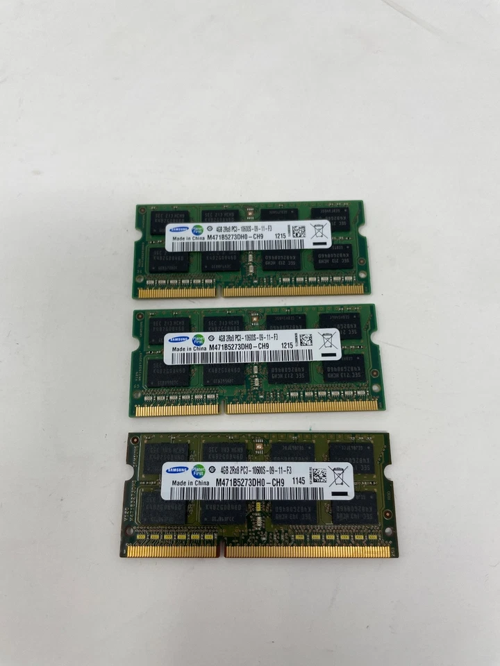 12GB RAM 3x4GB Samsung PC3-10600S Laptop Memory Module M471B5273DH0-CH9 4GB 2Rx8 - Image 1 of 1