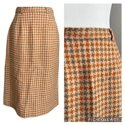 Falda Lápiz De Colección Años 50 60 Tweed Lana Espiga Talla 6 Pequeña Mediana Heritage Foto 1 de 4
