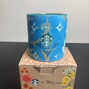 Indonesia Bali Floral Purana Starbucks Kaffeetasse Becher 16oz Blau Grün Neu - Bild 1 von 5