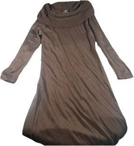 Lemmie For Nina Leonard Sweater Dress Brown Midi 100% Acrylic Cowl Neck Sz Med - Picture 1 of 7