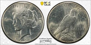 1927 Peace Silver Dollar PCGS UNC dettaglio pulito - grande appello visivo (#718) - Foto 1 di 7