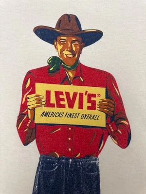 Lot#4856 Vintage LEVI'S Big E T-Shirt Promo Ad Single Stitch T-Shirt Size M - Image 1 of 4