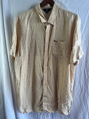 Volcom Size XL Yellow with Blue Geometric Short Sleeve Button Up - Image 1 of 4