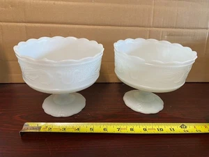 vintage milk glass pedestal bowl serving dish lot of 2 Brody Co. White - Picture 1 of 11