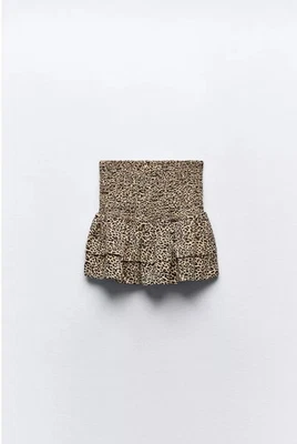 Zara Animal Print Ruffle Shorts S - Image 1 of 4