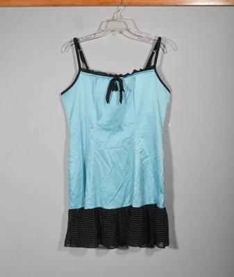 Cacique бирюзовый атласный черный горошек кукла ночная рубашка встроенный бюстгальтер размер 14/16 - Изображение 1 из 3