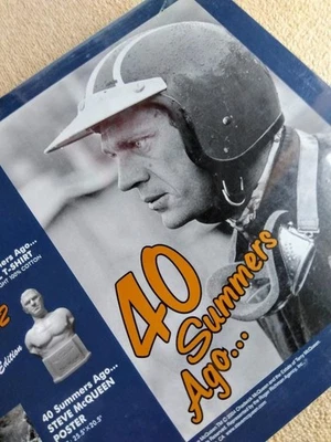 Steve McQueen 40 Summers Ago Book with Poster & Shirts & bust statue New - Image 1 of 4