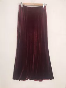 Vintage Red Stretch Velvet Maxi Skirt | Size 6 | Burgundy/Maroon - Picture 1 of 8