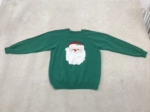 Vintage Weihnachtsmann Sweatshirt XL grün All Over Print Pullover USA - Bild 1 von 13