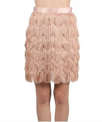 Saia Ryu nova com etiquetas toda franja blush rosa ótima forrada Gatsby feminina tamanho G - Imagem 1 de 4