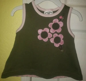 Rag A Muffin Kids SL Toddler Olive Top With Pink Velvet Flowers/Ladybug Sz 12Mos - Picture 1 of 4