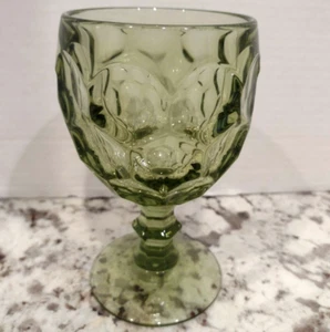 Avocado Green Elegant Glassware 9 oz Goblet  5 5/8" Vintage - Picture 1 of 4