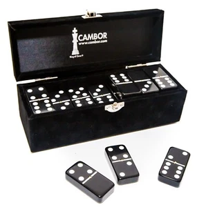 Double Six Professional Jumbo Size Dominoes Set Velvet Case with Magnetic lock - Picture 1 of 3