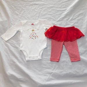 New Baby Girl First Christmas Outfit One Piece Pants Merry Bright 3M 9M 18 M - Picture 1 of 4