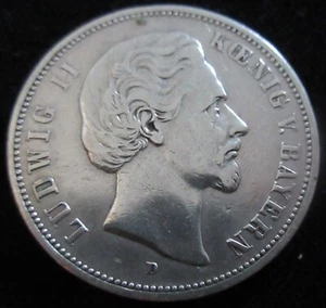 MDS DEUTSCHES REICH KAISERREICH BAYERN FÜNF 5 MARK 1875 D "LUDWIG II." SILBER # - Bild 1 von 2