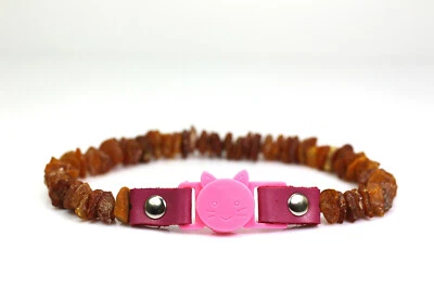 EASY BREAK AWAY ámbar báltico y broche de cuero cuello de gato SIN PULIR Foto 1 de 4