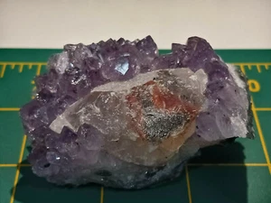 Nice! Amethyst Cluster w/Rainbow Calcite on Geode Matrix - Artigas, Uruguay - Picture 1 of 7