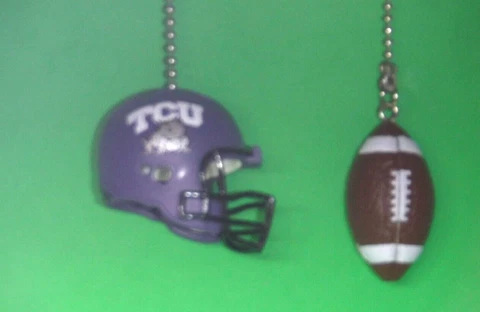 TCU HORNED FROGS CEILING FAN PULL CHAIN SET HELMET AND FOOTBALL Cover