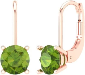 1.70 Ct Peridot Dangle Earrings 10k Solid Rose Gold - Picture 1 of 4