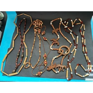 Collane di perline semi legno misto lotto di 7 tribali boho etniche - Foto 1 di 10
