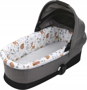 Cubierta de carrycot revestimiento de doble cara + hoja ajustada ciervos suaves y amigos/puntos grises - Imagen 1 de 9