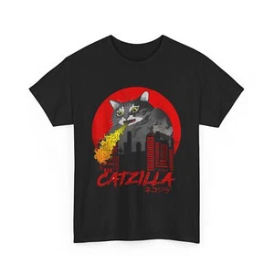 Catzilla Tshirt | Catzilla Shirt | Catzilla T-Shirt | Lustiges schwarzes Katzenshirt P - Bild 1 von 8