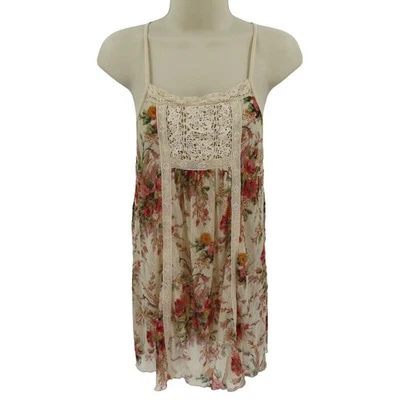 Женская футболка Denim & Supply Ralph Lauren Размер Small Sheer Lace Цветочный цветок Майка - Изображение 1 из 4