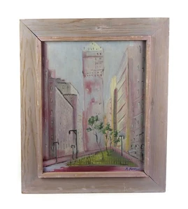 Vintage Mid Century Modern Art Cityscape Oil Painting Signed Framed - Picture 1 of 5