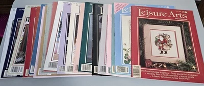 Leisure Arts Magazine Lot of 21 Cross Stitch, Crochet,Knitting,Vintage 1986-1992 - Image 1 of 4