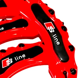 4x Brakes Caliper Covers Red for Audi S-Line Q1 Q2 Q3 Q5 TT A1 A5 A6 S3 RS A3 S4 - Picture 1 of 9