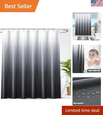 Elegant Black Grey Ombre Shower Curtain - 72x72, Machine Washable - Image 1 of 4