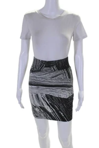 Helmut Lang Womens Elastic Waistband Abstract Mini Skirt Gray White Size Small - Picture 1 of 6