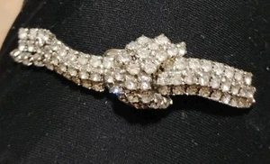 1960s Vintage Shoe Clips Signed MUSI Set With Rhinestones ~Cool Piece Sparkly - Picture 1 of 8