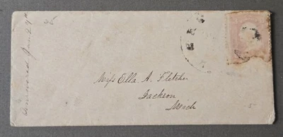 JACKSON MICHIGAN Address c 1860s #65 Cover Ladies Size Wrapper to Ella Fletcher - Image 1 of 2