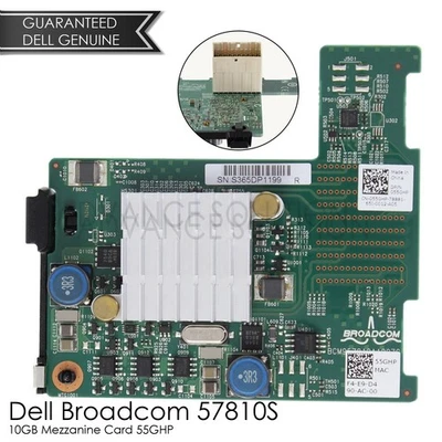 Dell Broadcom 57810S 10GB KR Dual-Port Server Mezzanine Board Card 55GHP 055GHP - Image 1 of 4