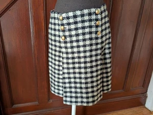 Talbots Damen Tweed Hahnentritt Rock mit Goldknöpfen Größe 8 Hergestellt in Philippi - Bild 1 von 8