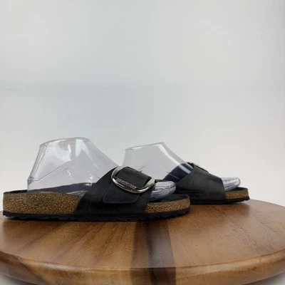 全新 女式 Birkenstock Madrid Big Buckle 黑色漆皮拖鞋 凉鞋 尺寸 40 — 第 1/4 张图片
