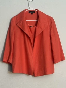 KASPER 2 PC Linen Blazer Jacket & Sleeveless Tank Top Orange Sz 16 - Picture 1 of 8