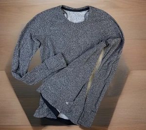Lululemon Rulu Run Pullover Long Sleeve Jacquard Gray Running LW3BVQ Women Sz 6 - Imagen 1 de 8